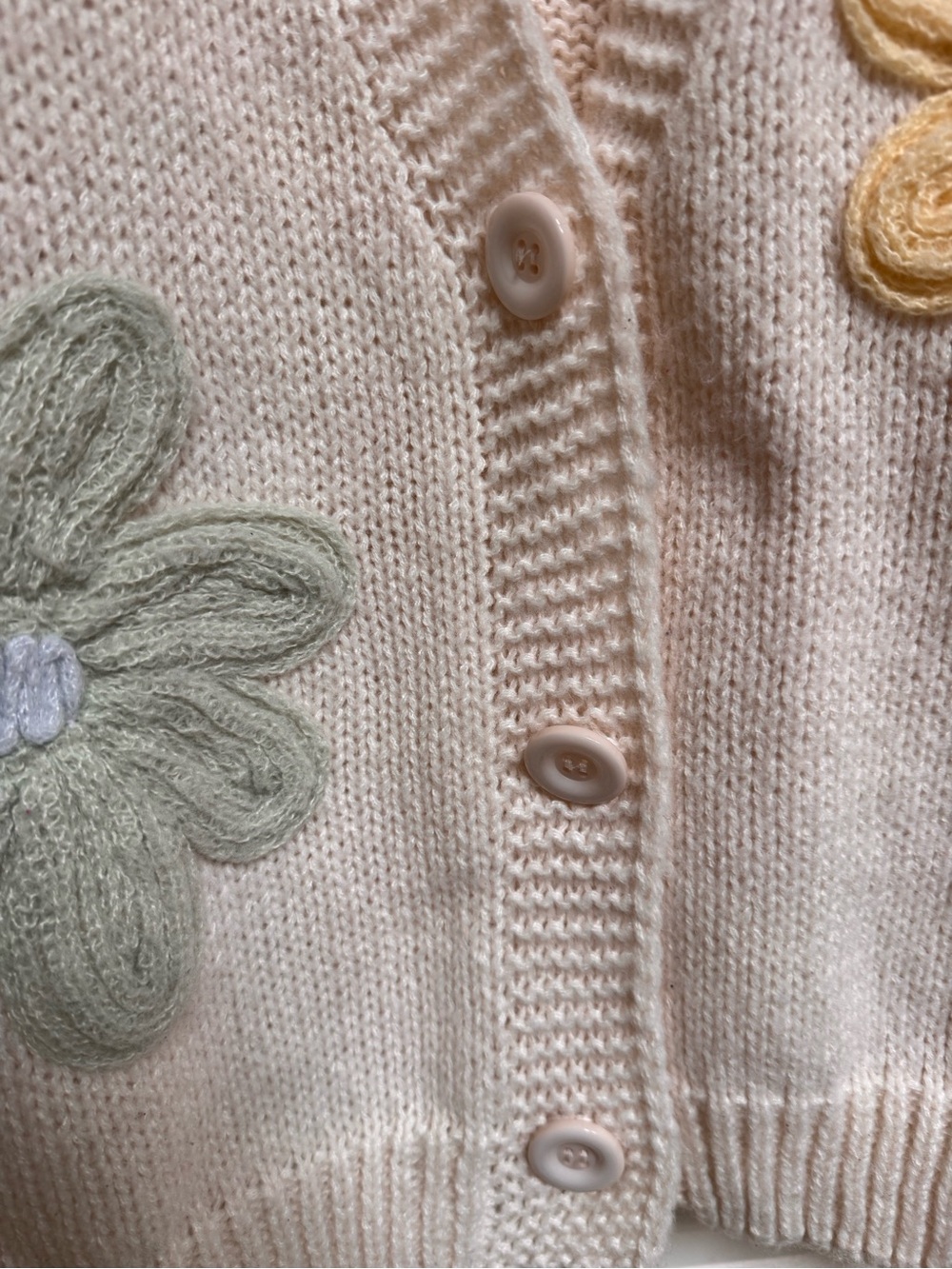 Cream Knit Pastel Floral Oversized Cardigan. Size S/M - Picture 6 of 7
